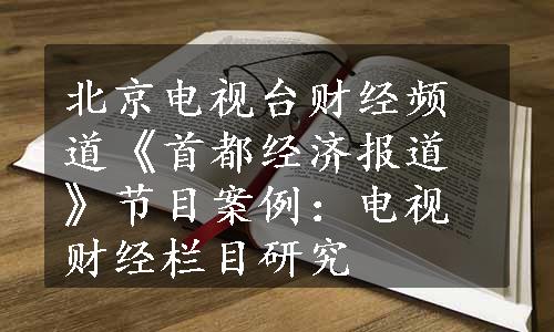 北京电视台财经频道《首都经济报道》节目案例：电视财经栏目研究