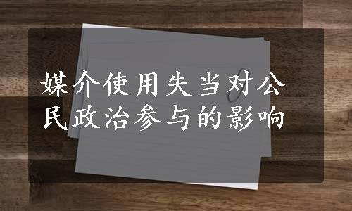 媒介使用失当对公民政治参与的影响