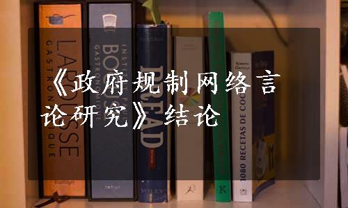 《政府规制网络言论研究》结论