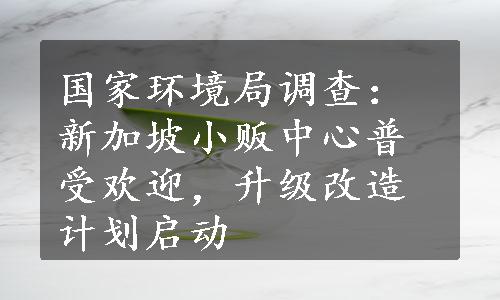 国家环境局调查：新加坡小贩中心普受欢迎，升级改造计划启动