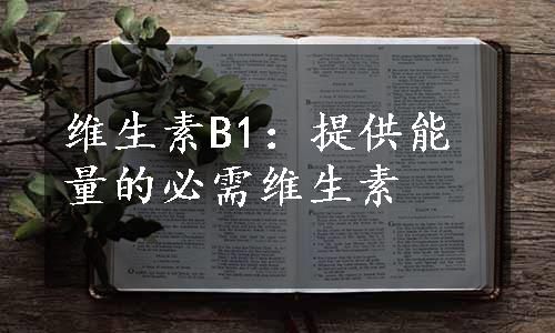 维生素B1：提供能量的必需维生素