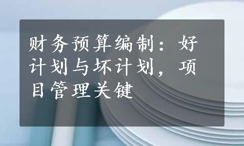 财务预算编制：好计划与坏计划，项目管理关键