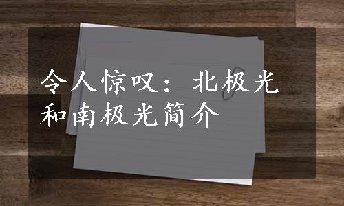 令人惊叹：北极光和南极光简介