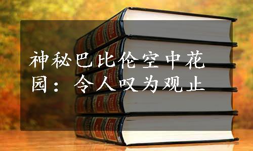 神秘巴比伦空中花园：令人叹为观止