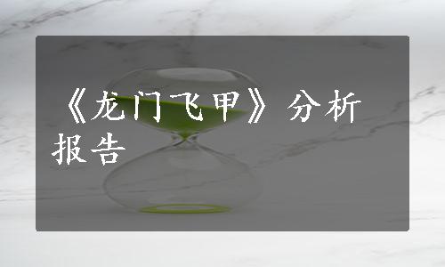 《龙门飞甲》分析报告