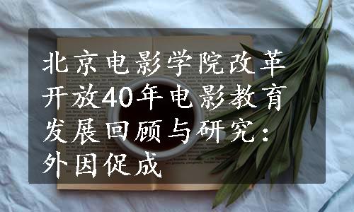 北京电影学院改革开放40年电影教育发展回顾与研究：外因促成