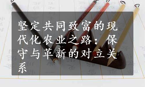 坚定共同致富的现代化农业之路：保守与革新的对立关系