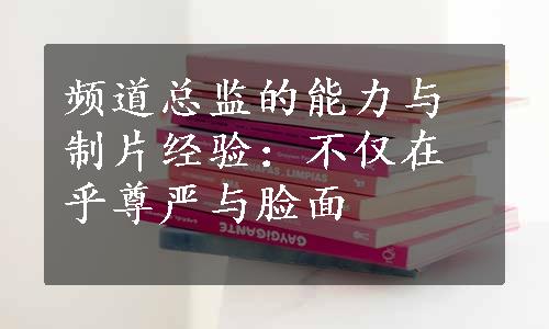 频道总监的能力与制片经验：不仅在乎尊严与脸面