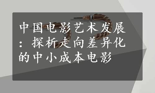 中国电影艺术发展：探析走向差异化的中小成本电影