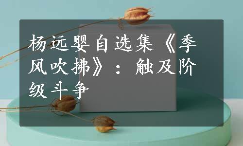 杨远婴自选集《季风吹拂》：触及阶级斗争