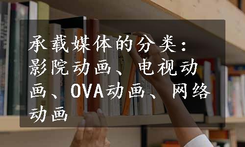 承载媒体的分类：影院动画、电视动画、OVA动画、网络动画