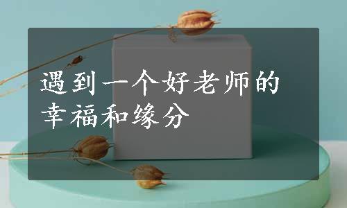 遇到一个好老师的幸福和缘分