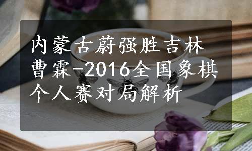 内蒙古蔚强胜吉林曹霖-2016全国象棋个人赛对局解析