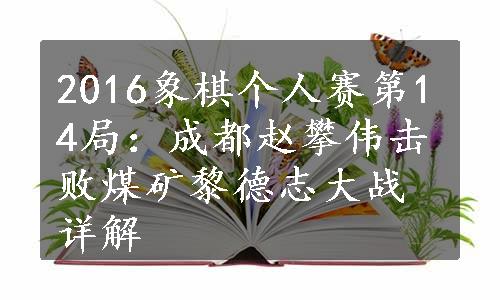 2016象棋个人赛第14局：成都赵攀伟击败煤矿黎德志大战详解