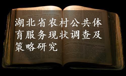 湖北省农村公共体育服务现状调查及策略研究