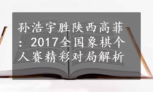 孙浩宇胜陕西高菲：2017全国象棋个人赛精彩对局解析