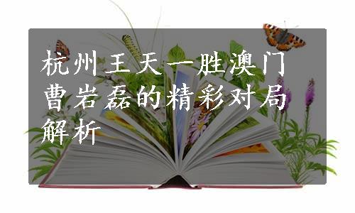 杭州王天一胜澳门曹岩磊的精彩对局解析