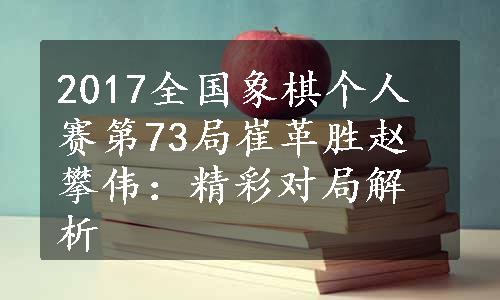 2017全国象棋个人赛第73局崔革胜赵攀伟：精彩对局解析