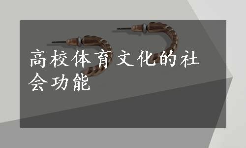 高校体育文化的社会功能