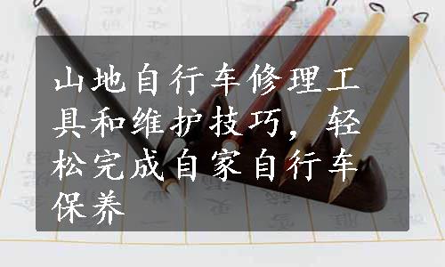 山地自行车修理工具和维护技巧，轻松完成自家自行车保养