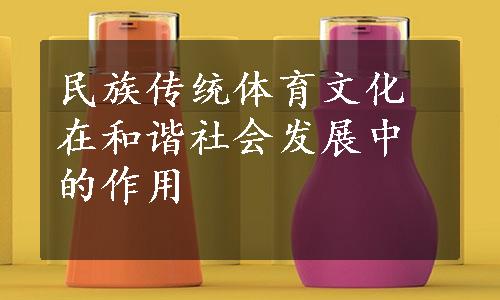 民族传统体育文化在和谐社会发展中的作用