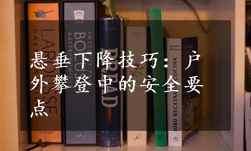 悬垂下降技巧：户外攀登中的安全要点