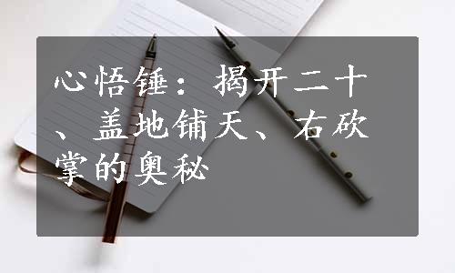 心悟锤：揭开二十、盖地铺天、右砍掌的奥秘