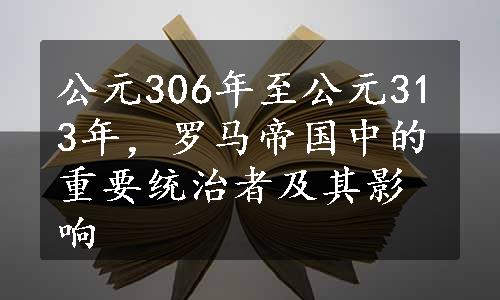 公元306年至公元313年，罗马帝国中的重要统治者及其影响