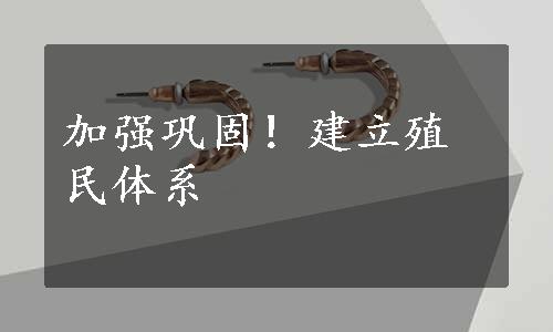 加强巩固！建立殖民体系