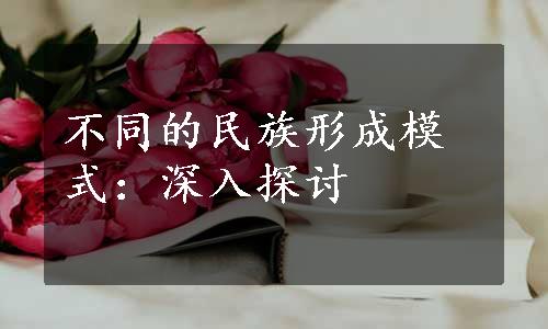 不同的民族形成模式：深入探讨