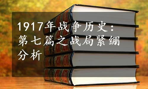 1917年战争历史：第七篇之战局紧绷分析