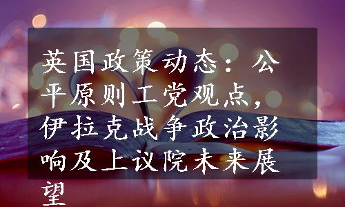 英国政策动态：公平原则工党观点，伊拉克战争政治影响及上议院未来展望