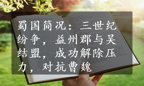 蜀国简况：三世纪纷争，益州郡与吴结盟，成功解除压力，对抗曹魏