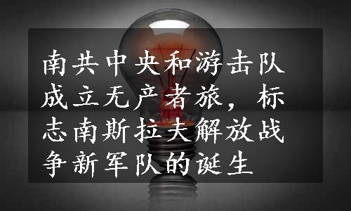 南共中央和游击队成立无产者旅，标志南斯拉夫解放战争新军队的诞生