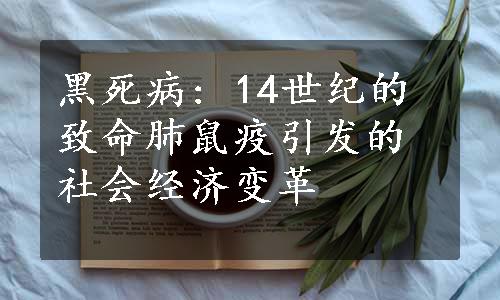 黑死病: 14世纪的致命肺鼠疫引发的社会经济变革