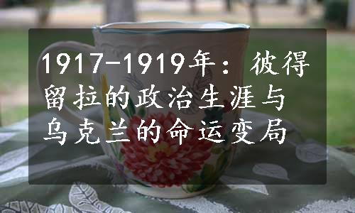 1917-1919年：彼得留拉的政治生涯与乌克兰的命运变局