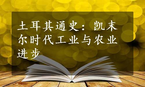 土耳其通史：凯末尔时代工业与农业进步