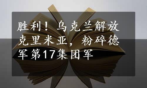 胜利！乌克兰解放克里米亚，粉碎德军第17集团军