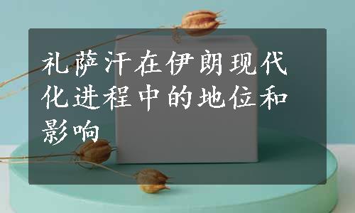 礼萨汗在伊朗现代化进程中的地位和影响       