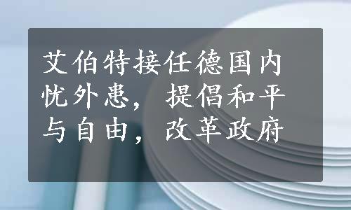 艾伯特接任德国内忧外患, 提倡和平与自由，改革政府