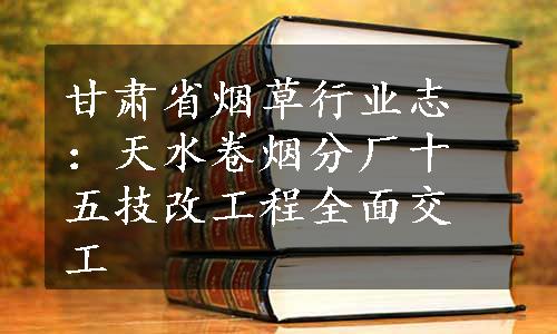 甘肃省烟草行业志：天水卷烟分厂十五技改工程全面交工