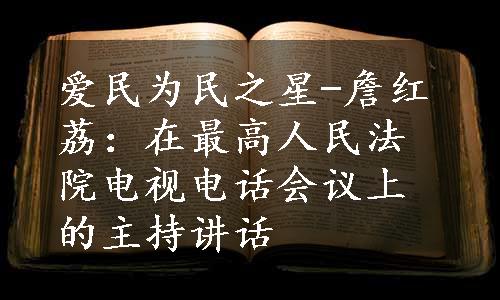 爱民为民之星-詹红荔：在最高人民法院电视电话会议上的主持讲话