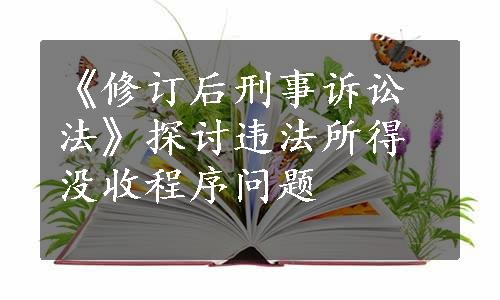 《修订后刑事诉讼法》探讨违法所得没收程序问题