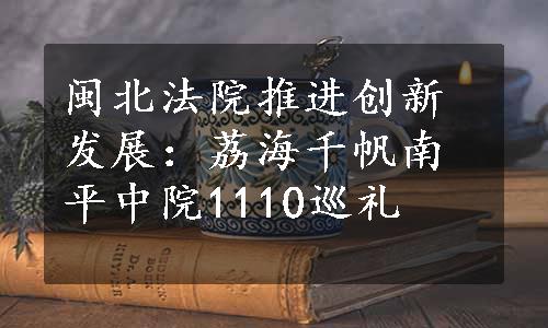 闽北法院推进创新发展：荔海千帆南平中院1110巡礼