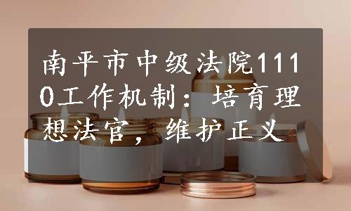 南平市中级法院1110工作机制：培育理想法官，维护正义