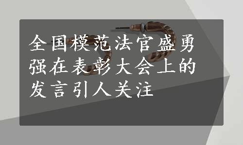 全国模范法官盛勇强在表彰大会上的发言引人关注