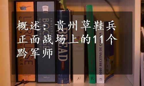 概述：贵州草鞋兵正面战场上的11个黔军师