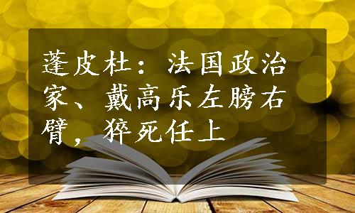 蓬皮杜：法国政治家、戴高乐左膀右臂，猝死任上