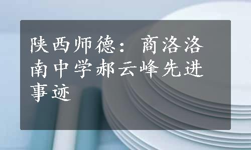 陕西师德：商洛洛南中学郝云峰先进事迹