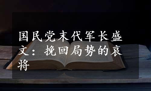 国民党末代军长盛文：挽回局势的哀将